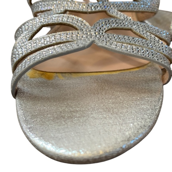 Taxi Heels Womens 9 Silver Strappy Prom Homecoming Formal Wedding Event - Picture 7 of 10